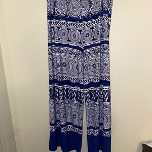 Chico's Navy and White Geometric Jumpsuit